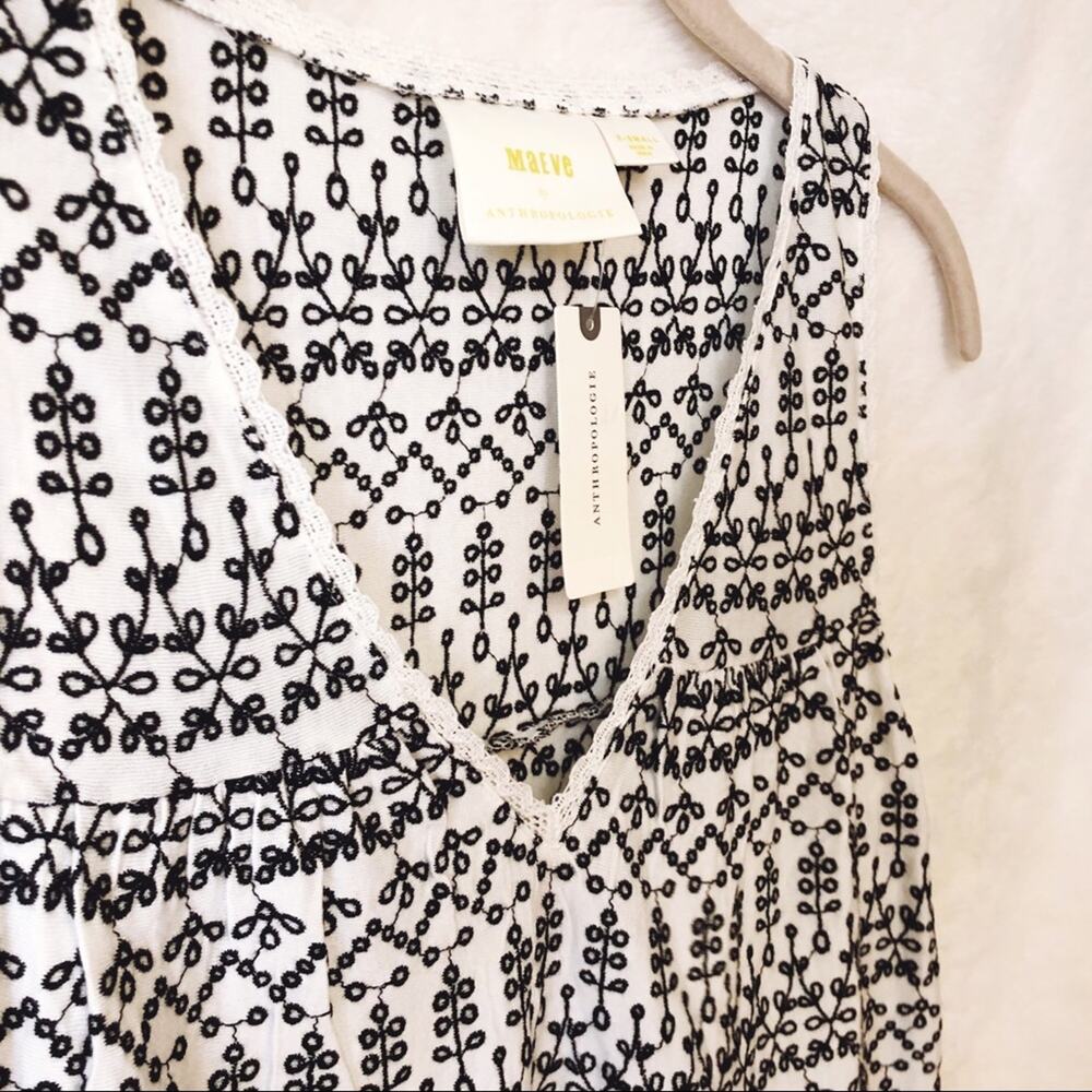 Anthropologie Ivory Cammie Embroidered Peplum Top - Picture 6 of 16